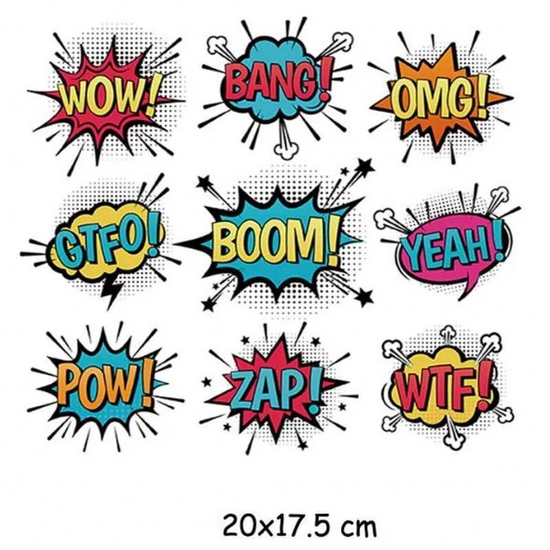 1 Set Cute Baby BOOM OMG Letters Iron On Patches For DIY Heat Transfer Clothes T-Shirt Thermal Stickers Decoration Printing