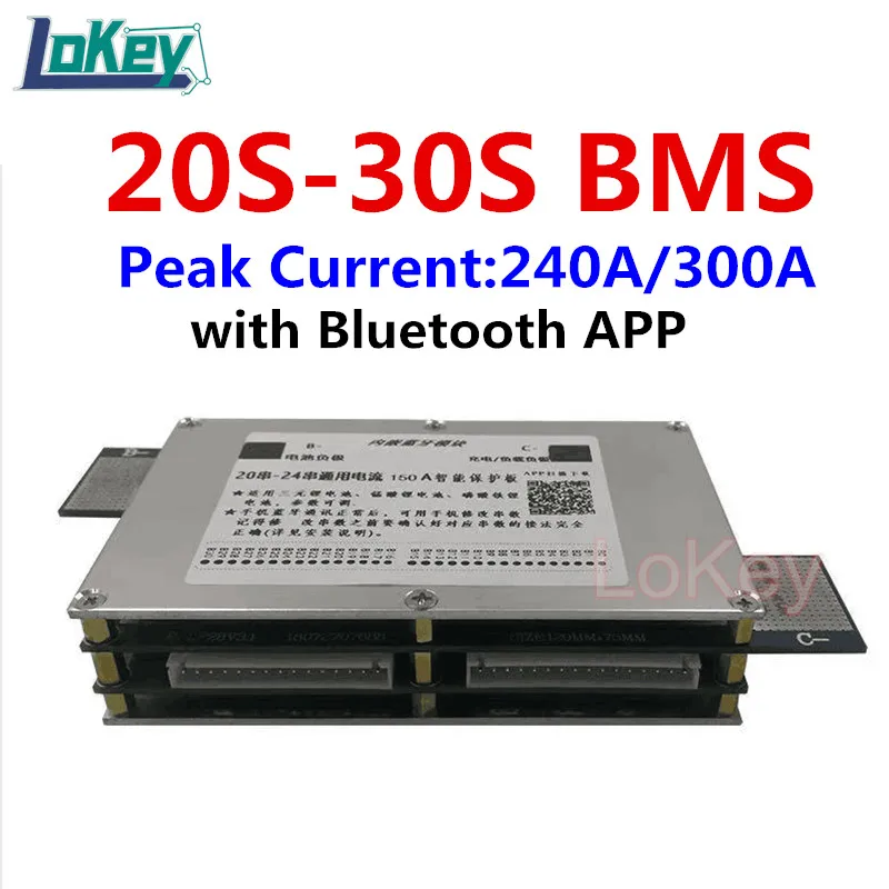 BMS 20S 84V 20S 73V 24S 87.6V แบตเตอรี่ลิเธียมบอร์ดป้องกัน UART และบลูทูธการสื่อสาร APP 300A สูง BMS