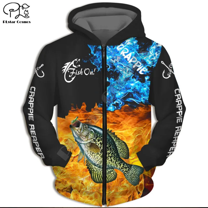 PLstar Cosmos Fishing Hooked 3D Printed Hoodies Casual Men/Women Zipper Hooded Beautiful Unisex Brand Streetwear Apparel F8