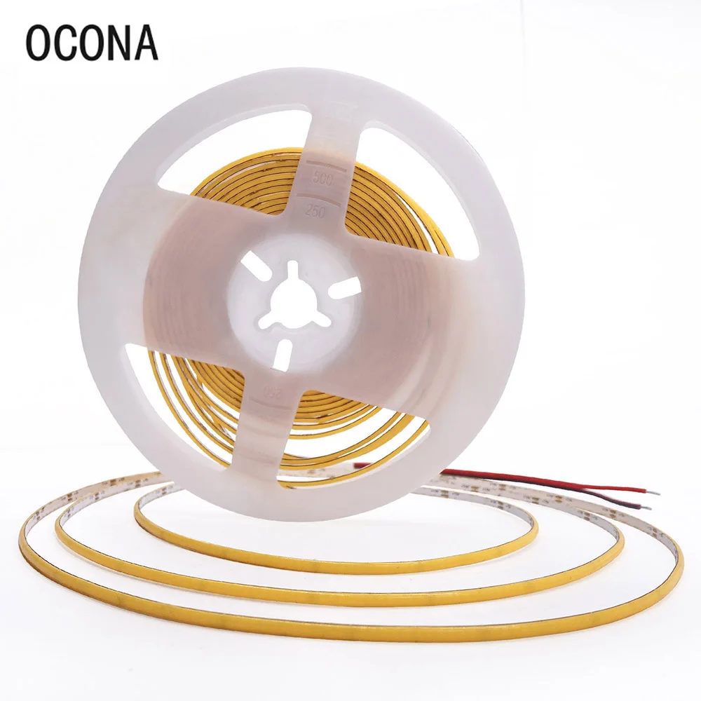 5V 3mm Super Thin COB LED Strip Light for Toy DIY Decor USB Battery Powered 480LED/m Cool White Flexible Tape Lights Red