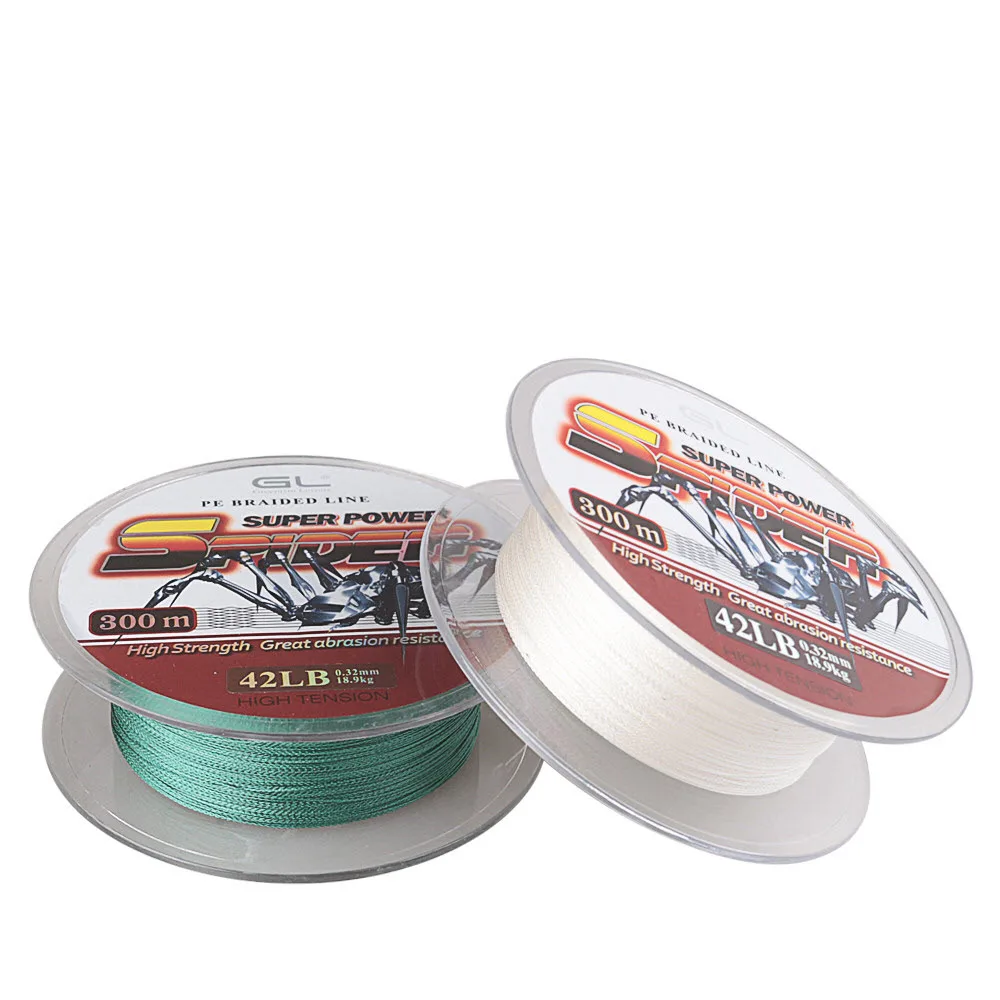 TAF 4 Braided Fishing Line 300m PE Braided Line Multifilament Super Power Spider Wire White/Green 2Colors 12-80LB Smoother Pesca