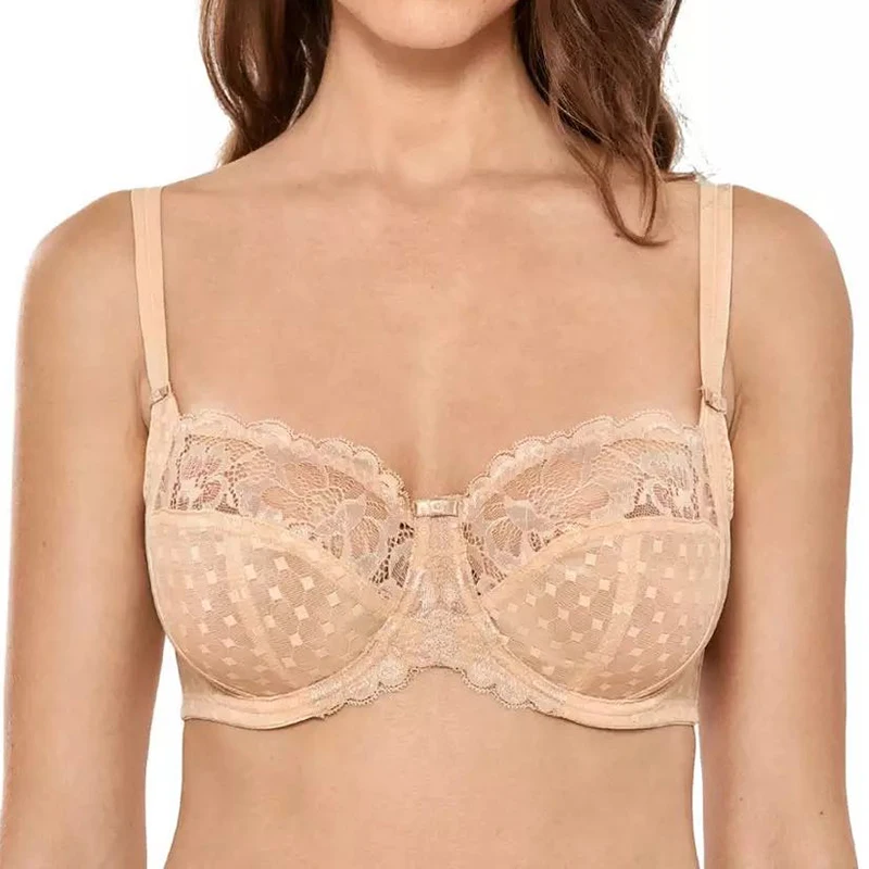 Sutiãs minimizador de renda feminina cobertura completa não acolchoada underwire lingerie suporte sem forro sexy bralette 36 38 40 42 d dd e f