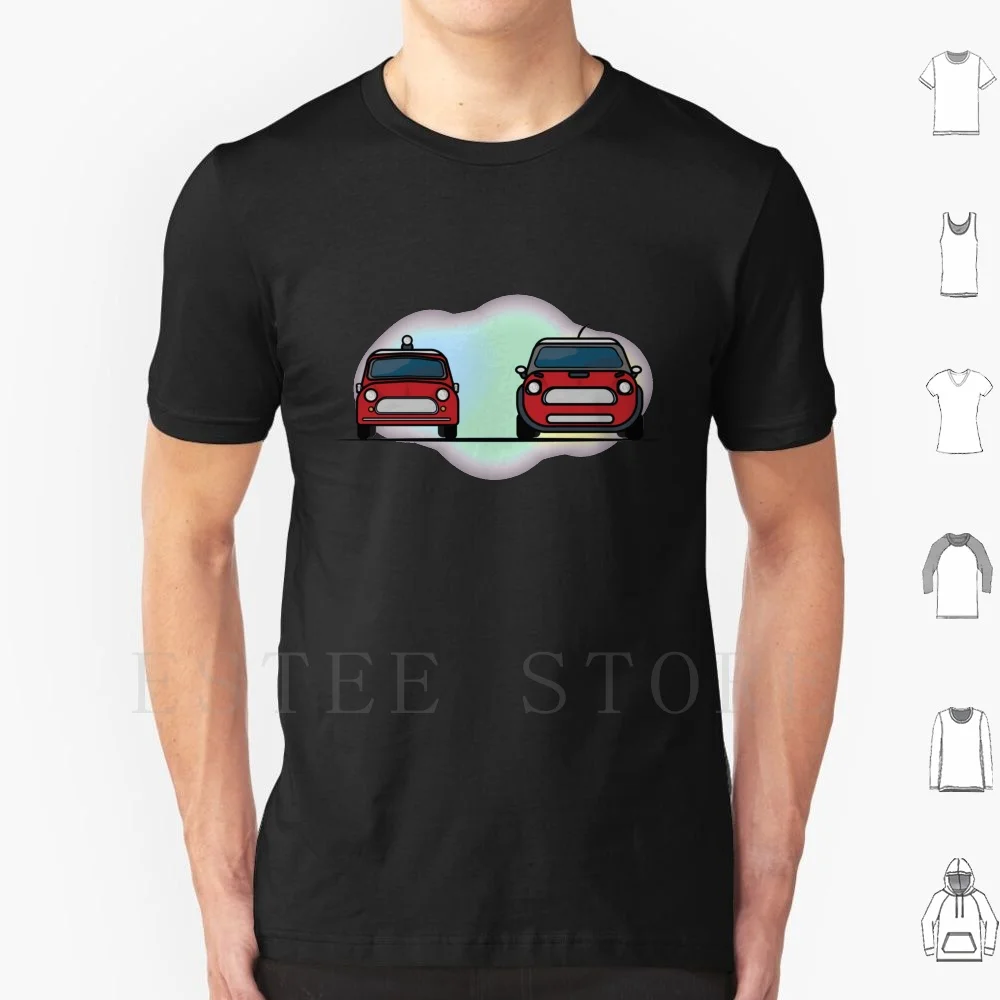 Classic Mini Vs New Mini T Shirt DIY Big Size 100% Cotton Vector Graphic Comedy Funny Upbeat Crazy Unique Different Illustrator