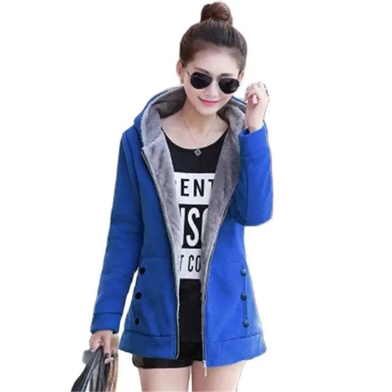 

2022 New Cardigan Hooded Hoodie Autumn Winter Slim Fit Women's Coat Add Velvet Add Thick Medium Long Student Ladies jacket