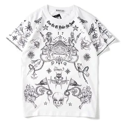 Supzoom New Arrival Knitted Cotton Casual Print T Shirt Tshirt Homme Hip Hop Body Direct Spray Skull Star Short Sleeve O-neck