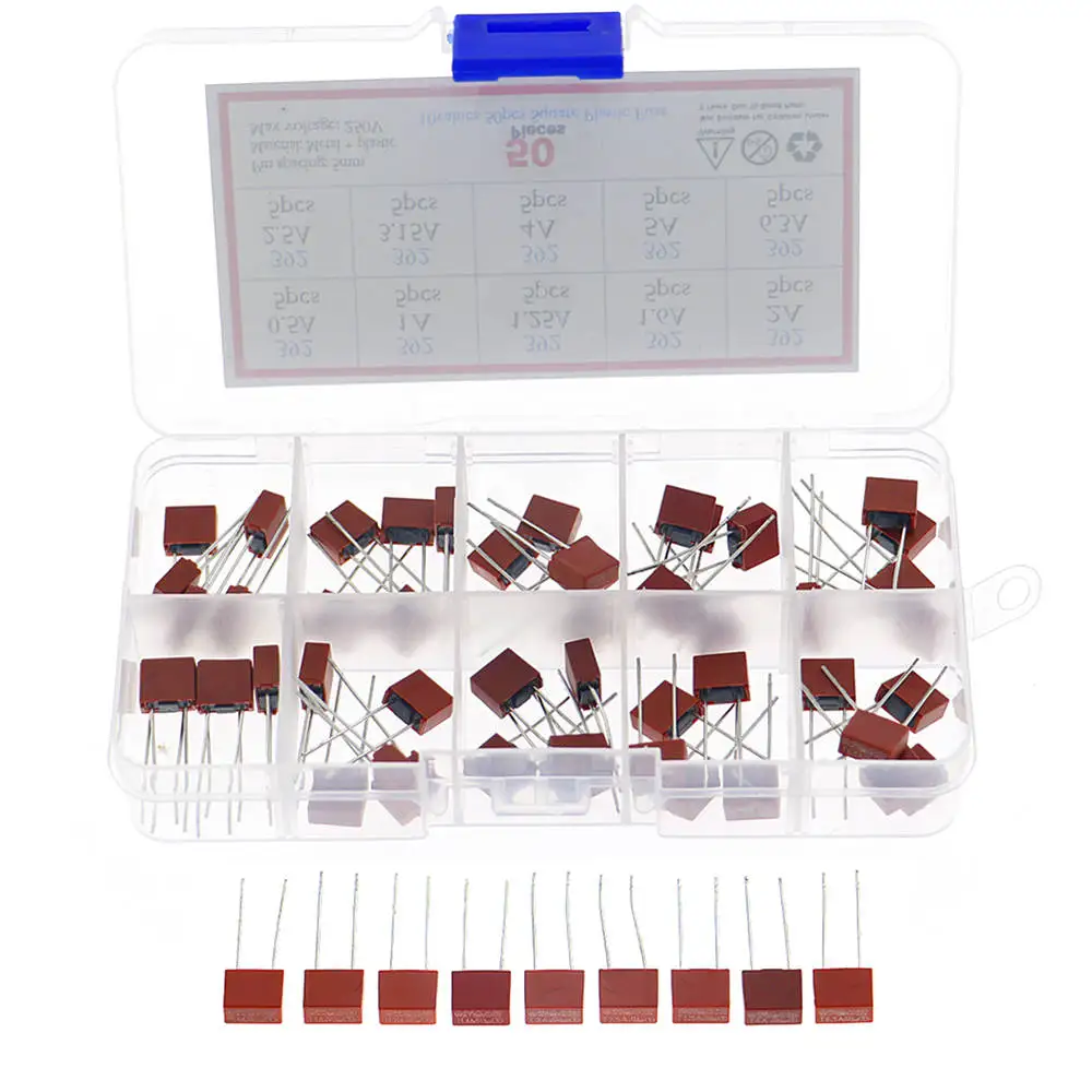 

50Pcs/Box 10 Kinds x 5pcs 392 Square Fuse Plastic Electrical Assorted Fuse Mix Set 0.5A 1A 1.25A 1.6A 2A 2.5A 3.15A 4A 5A 6.3A