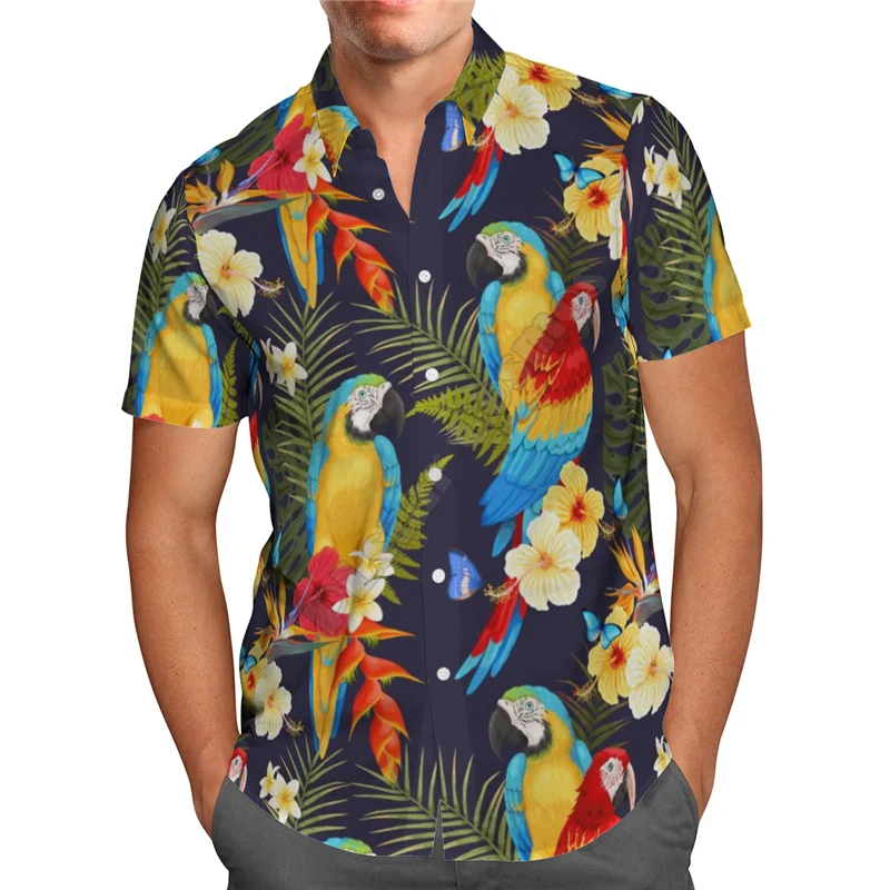 Hawaii Shirt Hawaiian beach Summer Flowers Rooster 3D Printed Men's Shirt Harajuku Tee hip hop Casual shirts 24