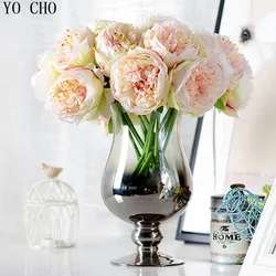 5 Heads Big Silk Peonies Bridal Bouquet Wedding Table Center Decor Silk Peonies Flores Home Flowerpot Ornamental Fake Flowers