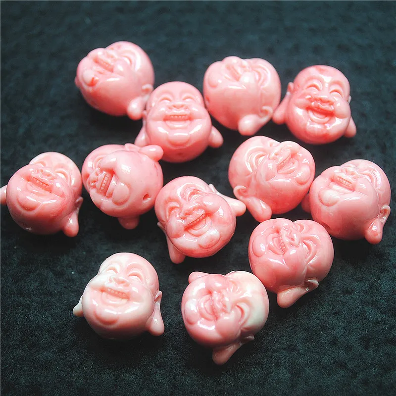 

10PCS Pink Smile Buddha Heads With Hole 18x25MM 12X15MM Beads Accessories Jewelry Findings DIY Jewelry Free Shippings