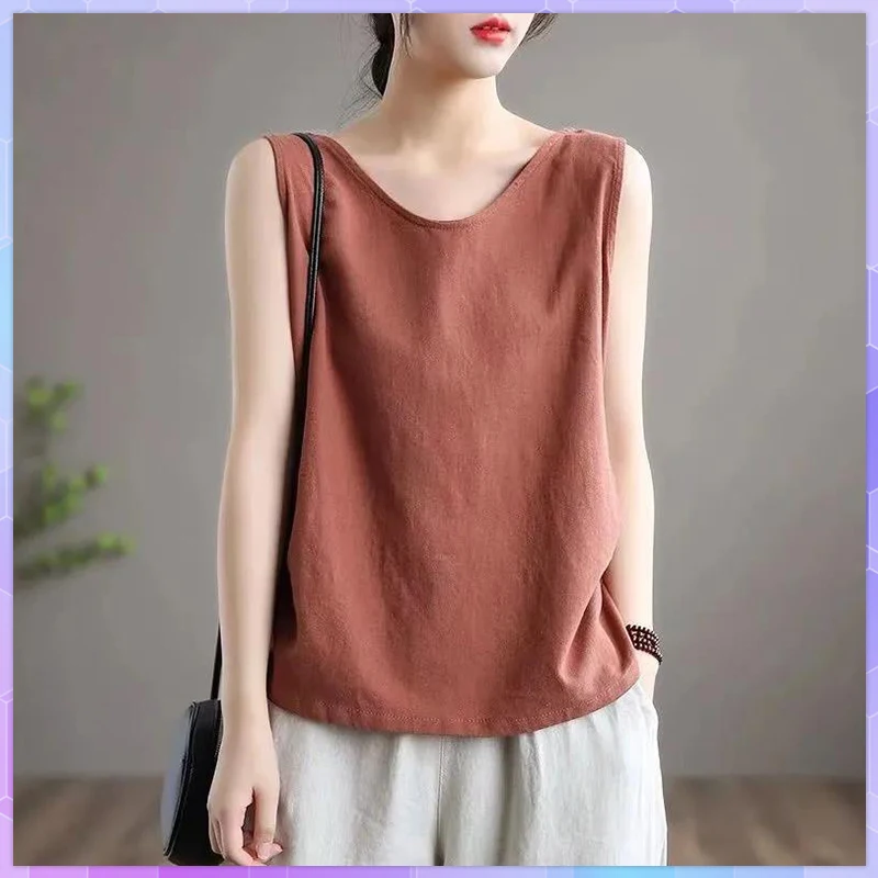 Halter Sexy Camisole Tank Top Female Women's Summer Camis Sexy off-Shoulder Solid Sleeveless Loose Vest Plus Size Basic Tops