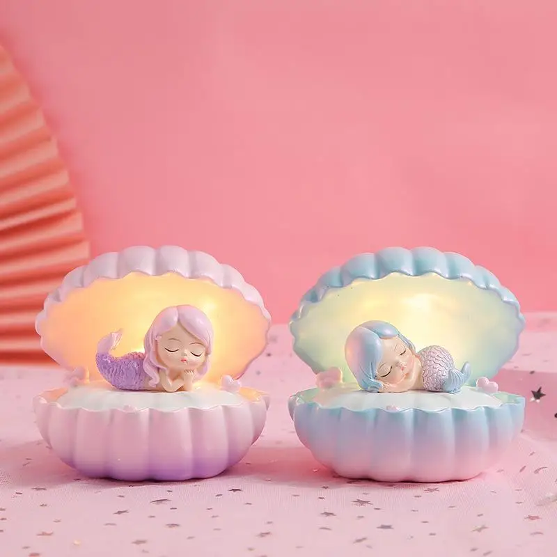 1pc Mermaid Night Lamp Shell Small Night Lamp Ornament Girl Dream Shell Lamp Fairy Nightlight Night Lamp Crafts Children Sleep