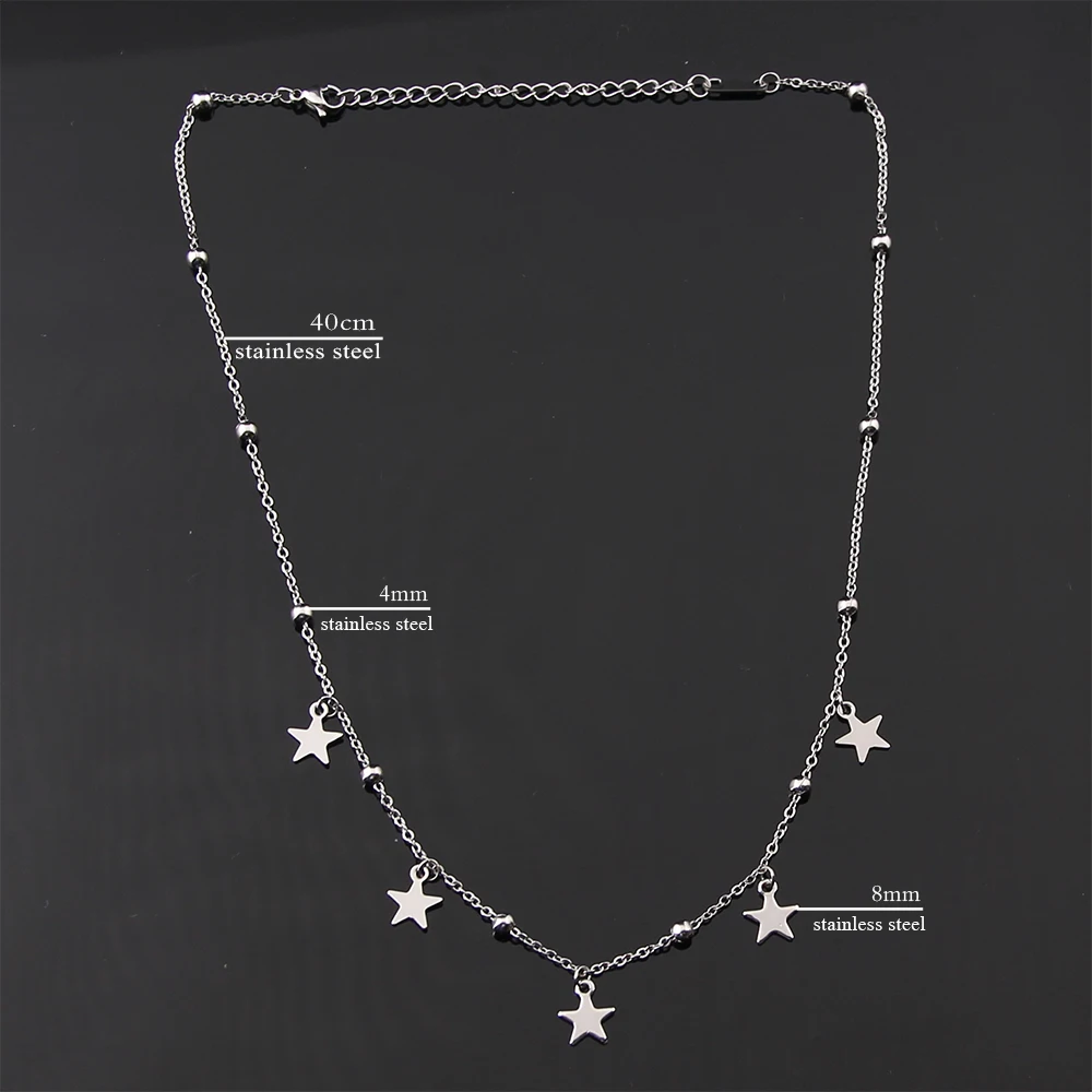 SUQI new fashing Non-fading stainless steel Bead chain star gold Necklace Women Choker Necklaces Pendants Femme jewelry gifts