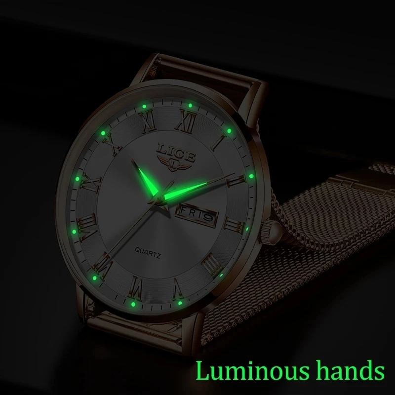 2024 LIGE Luxury Ladies Watch Women Waterproof Rose Gold Steel Strap Women Wristwatch Top Brand Bracelet Clocks Relogio Feminino