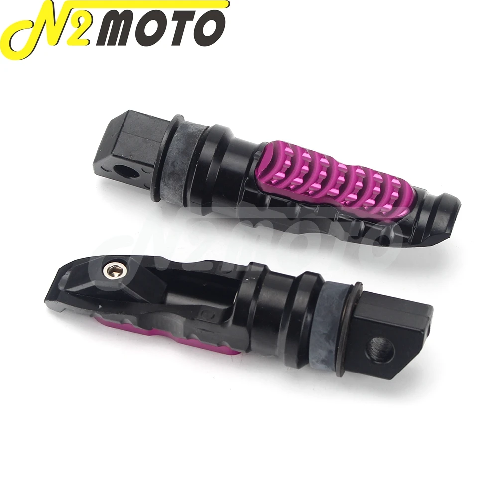 Universal Motorcycle Rear Passenger Footrest Purple Foot Pegs Pedals Scooter Footpeg Motorbike Pedal Modification Aluminum 2pcs