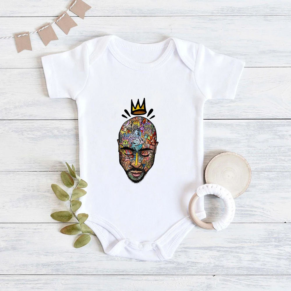 American Tupac 2pac Hip Hop Baby Bodysuits Summer Casual 2022 Clothes for Newborn Fashion Rock Infant Toddler Rompers Dropship