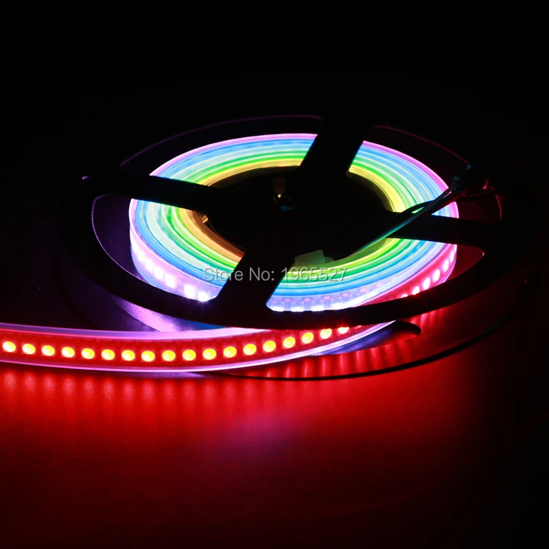 5V 144LEDs/m SK6812 5050 Magic Digital Dream Color RGB LED Strip Light,144Pixels/m,2M/Roll,DC5V input,Black PCB,Waterproof IP67