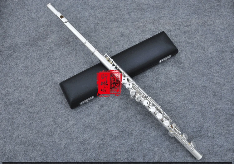 Professional Left Hand Flute 16 Holes C Tone Silver Plated Cupronickel Material with E Key Flauta Musical Instrument with Case