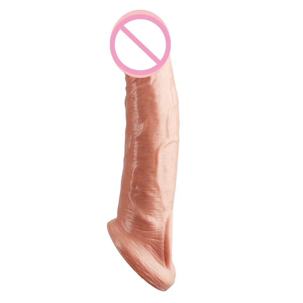 Reusable Penis Seelve Extender Cock Enlargement Delaying Ejaculation Realistic Dick Sleeve Girth Enhancer Sex Toys For Men