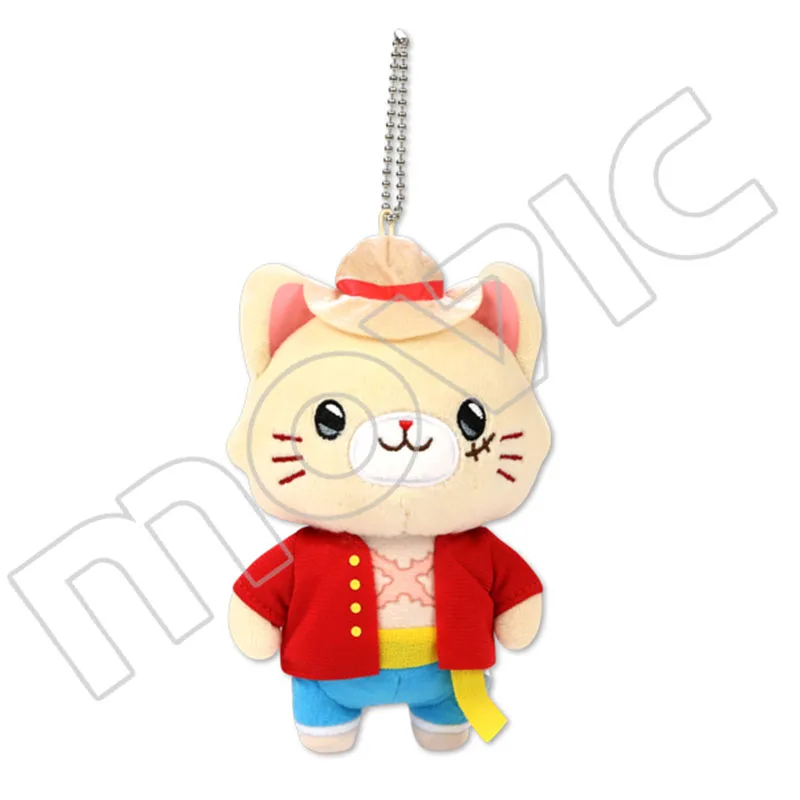 [original] Stuffed One Piece Cotton Pendant With Cat Patch Mask Plush Doll 14cm Luffy Sanji Law Ace Doflamingo Nami Bag Ring Toy