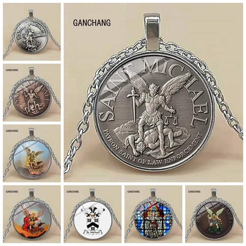 new men necklace Archangel St.Michael Protect Me Saint Shield Protection Charm russian orhodox pendant for Holy Gift