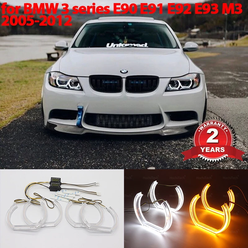 

LED Crystal Angel eyes Cut Style DRL DTM U Shape Light 6000K White yellow For BMW 3 series E90 E91 E92 E93 M3 2005-2012