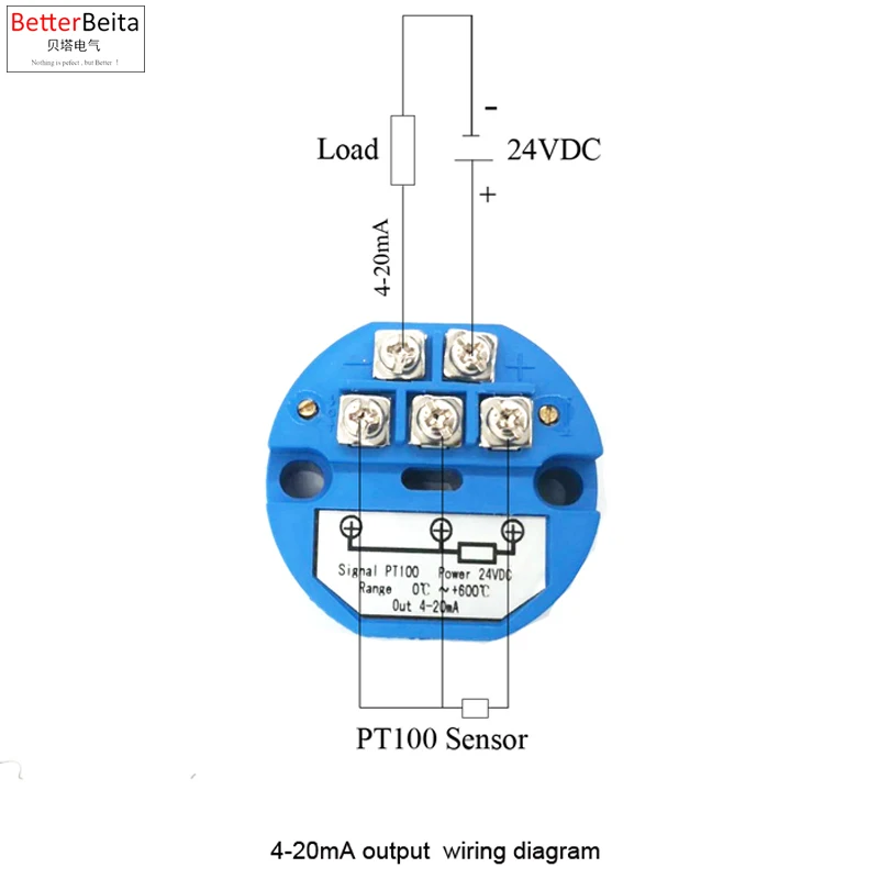 Transmisor de temperatura PT100, 0-50 °C, 0-100 °C, 0-150 °C, 0-200 °C, 0-250 °C, 0-300 °C, 0-400 °C-50 ~ + 50 °C, salida de transmisión de 4-20ma