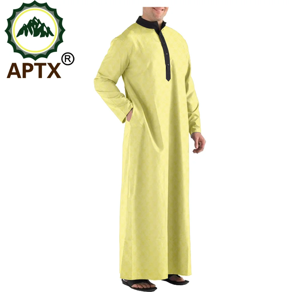 Muslim Fashion Men\'s Tailor Made Jacquard Men\'s Single Breasted Loose Casual Style T2014006