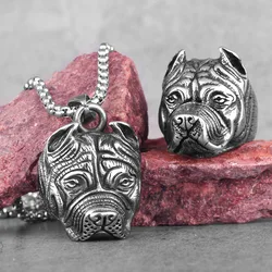 Bull Dog Animal Stainless Steel Men Necklaces Pendants Chain Punk Hip Hop for Boyfriend Male Jewelry Creativity Gift Wholesale