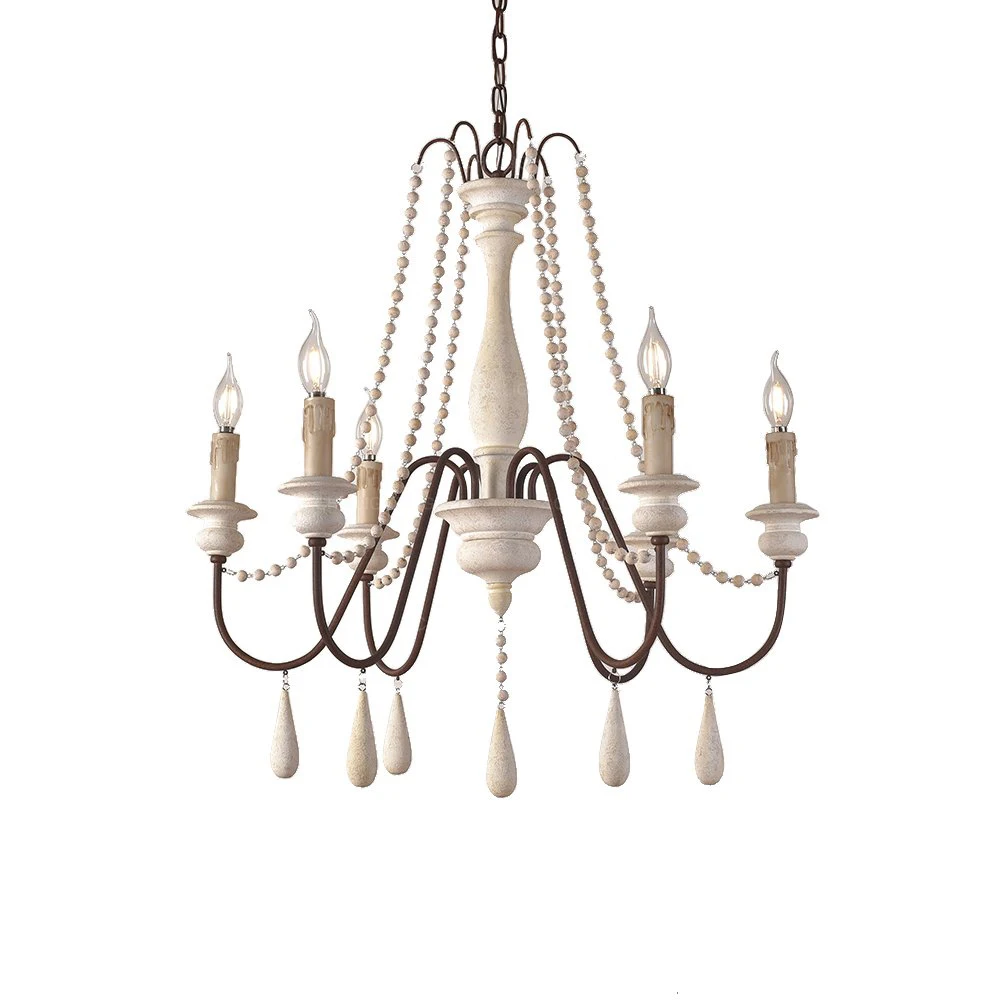 Nordic wooden chandelier retro white vintage grey hanging chandelier for kitchen/bedroom living room 3/6/8/12 lights living room