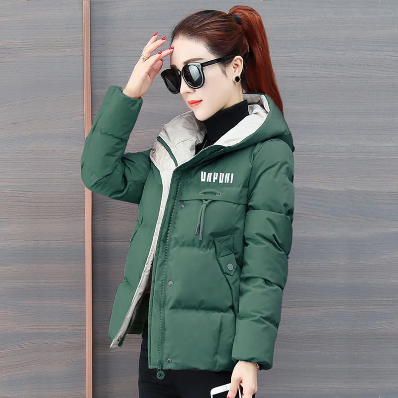 Parka à capuche rembourrée en coton pour femme, manteau court, veste mince, vêtements d\'extérieur chauds, optique décontractée, nouveau, hiver, 2024