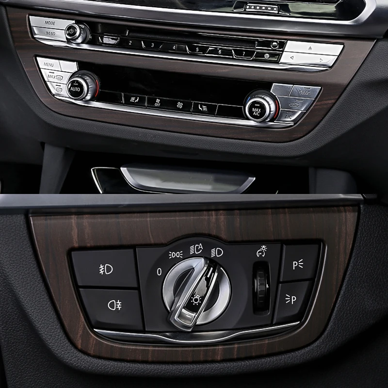 Car Interior Peach Wood For BMW X3 X4 G01 G02 Car Door Center Console Gear Film Central Air Conditioning Navigation Frame Trim