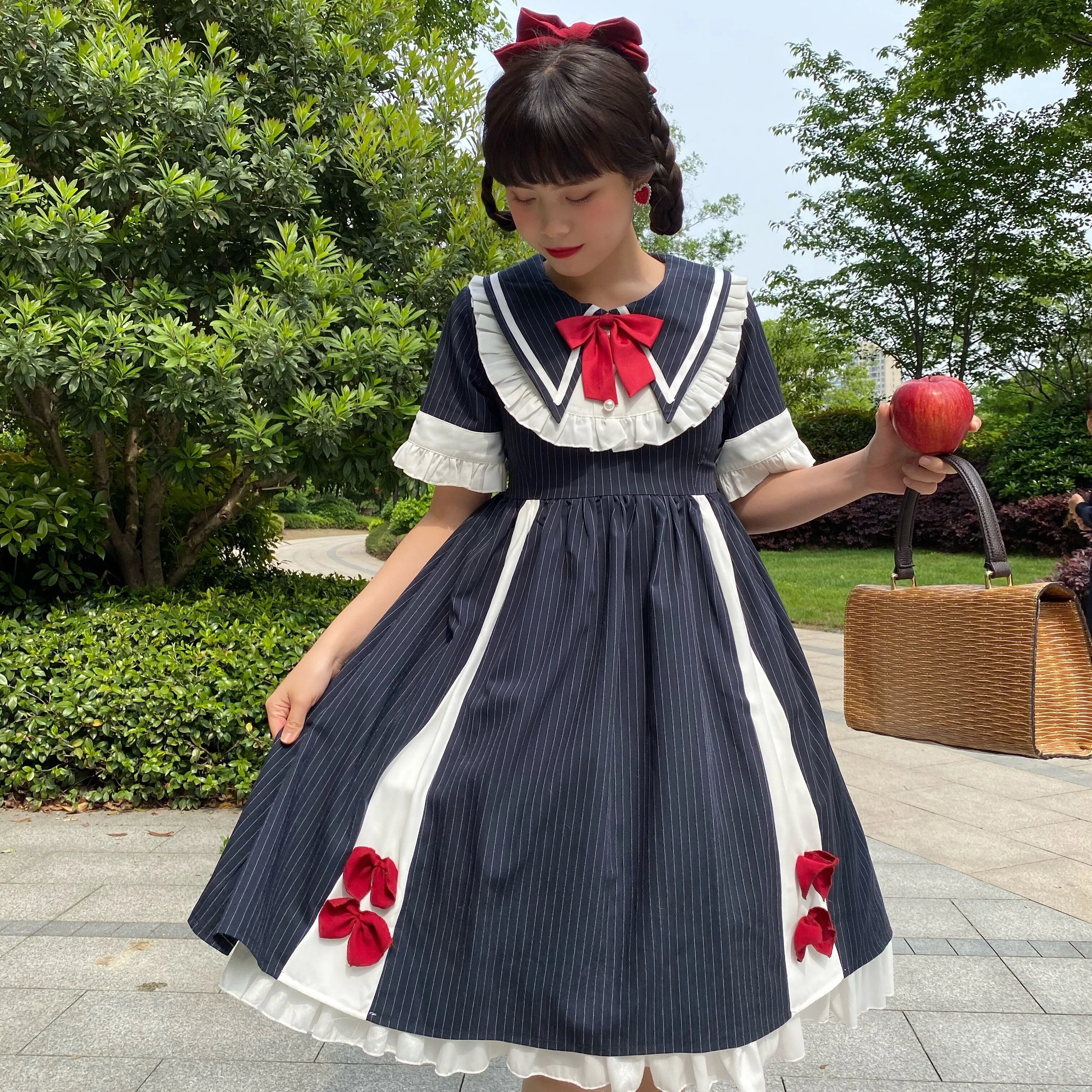 Principessa dolce lolita Jk stile uniforme retrò marinaio peter pan colletto vita alta abito vittoriano kawaii ragazza gotica lolita