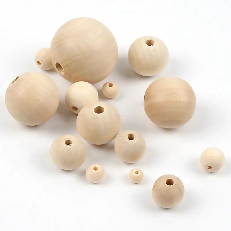 Natural Wooden Beads Lead-free Wood Round Balls For Jewelry Making Diy Children Teething Wood Crafts Home Decoration 4-50mm