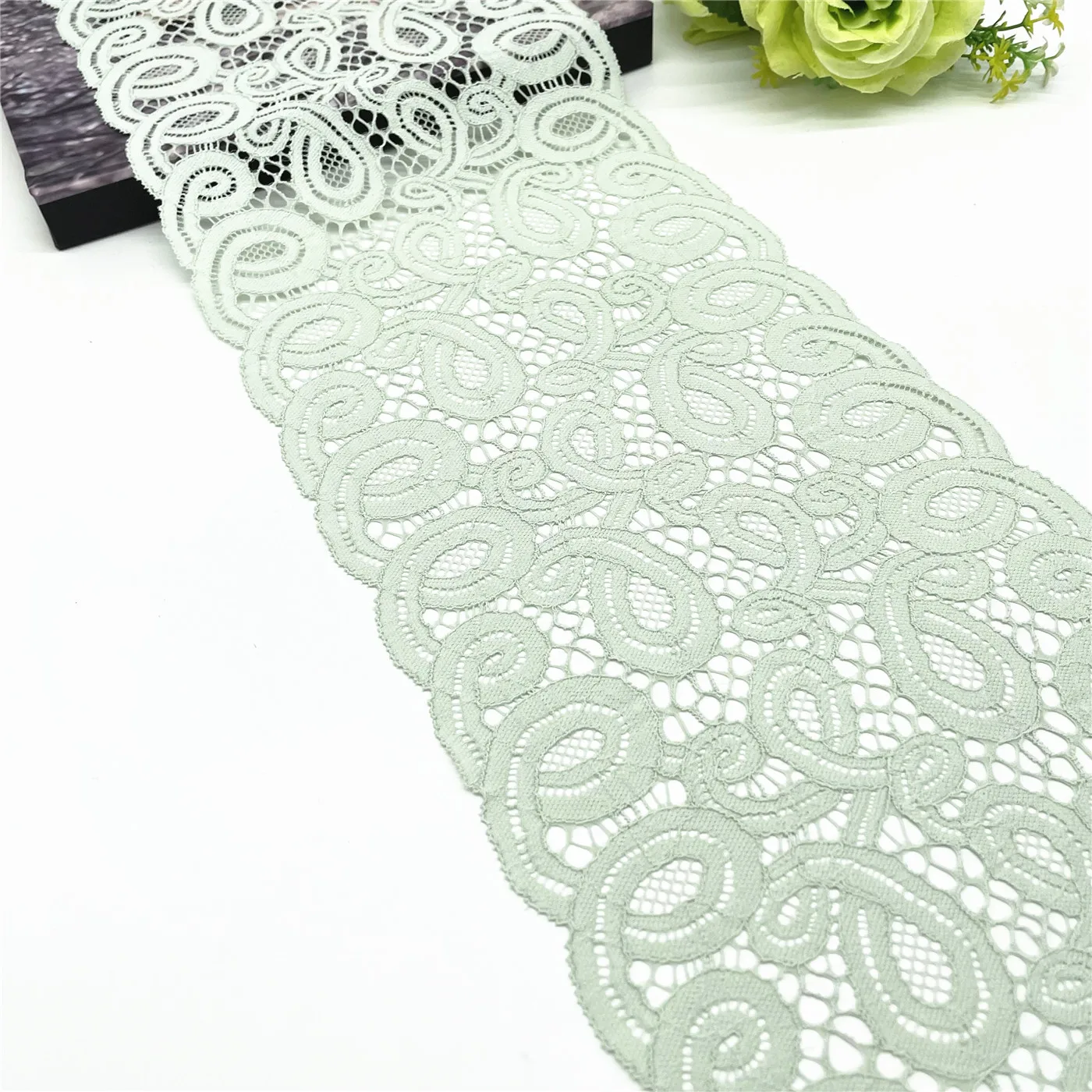 3y/lot 7 1/2 inch 19cm Light green with foil elastic lace trim with shimmer trimming garment accessory DIY material fabric