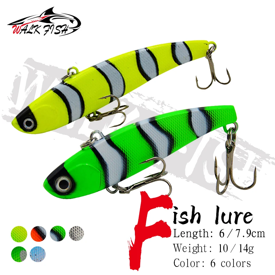 WALK FISH 1PCS VIB 10g 14g Sinking Vibration Fishing Lure Hard Plastic Artificial VIB Winter Ice Fishing Pike Bait Tackle Isca