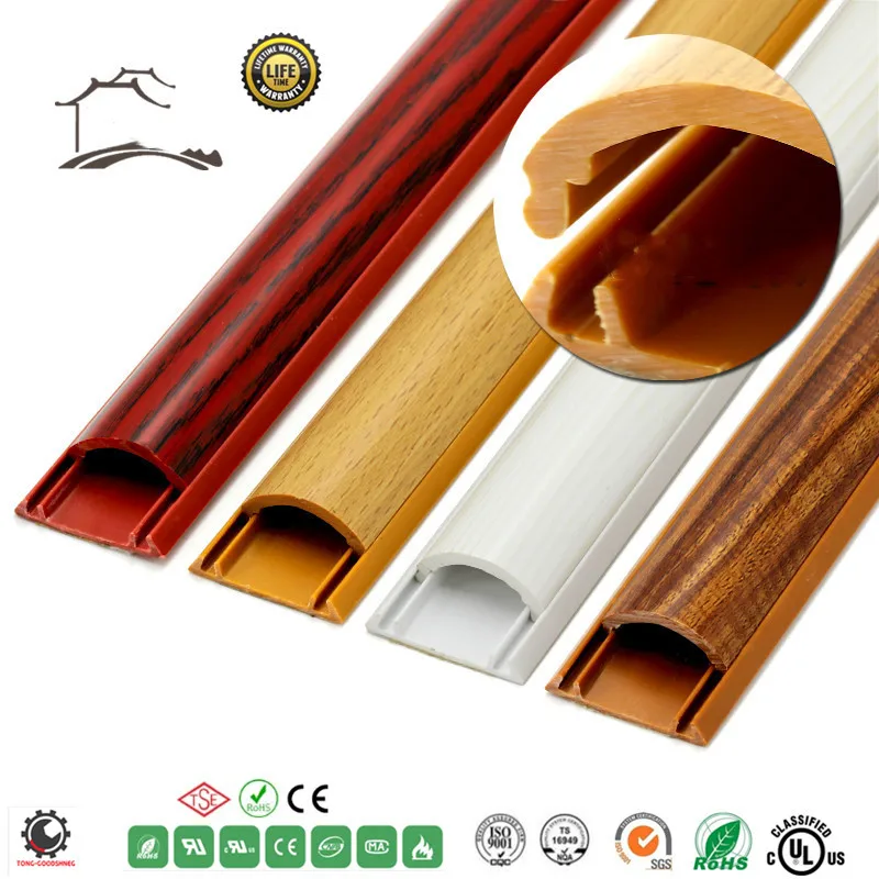 Cable Raceways Floor Cord Protector Cable Shield Cord Cover PVC Floor Wire Protect Wood-GrainTrunking Treading-Resistant Managem