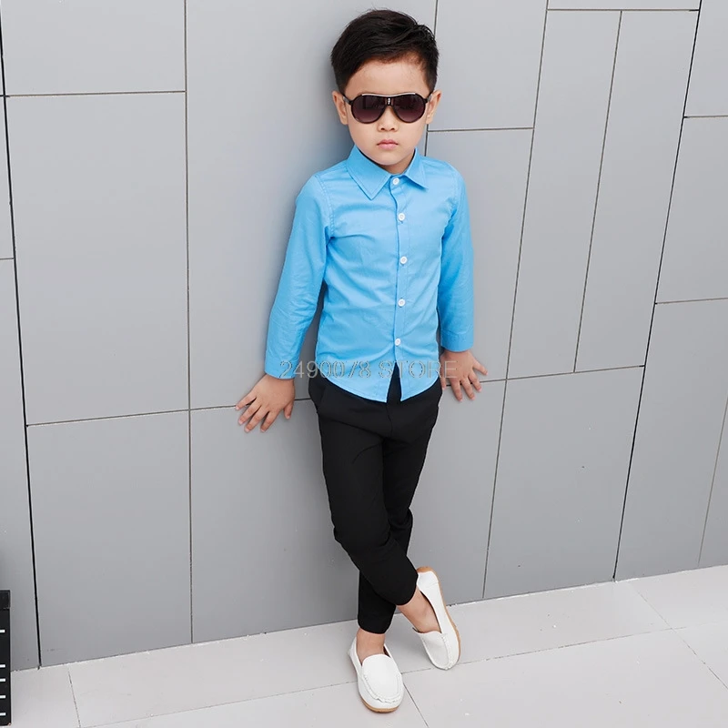 White Shirt For boys long sleeve School Boys Dress Shirt Children Baby Blouse Clothe for Kids boys birthday Formal Shirts