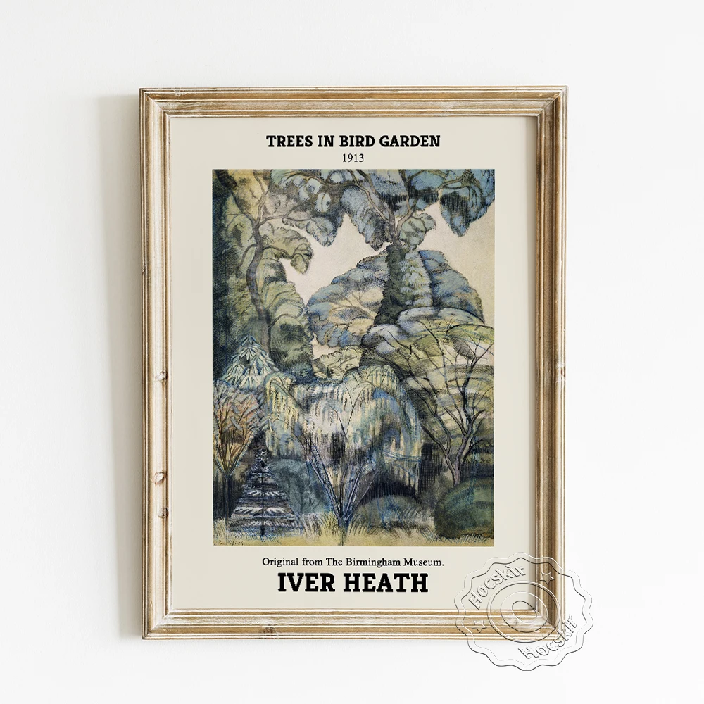 Paul Nash Exhibition Museum Poster, Trees In Bird Garden Scenery Canvas Painting, Iver Heath Landscape Wall Picture Home Decor