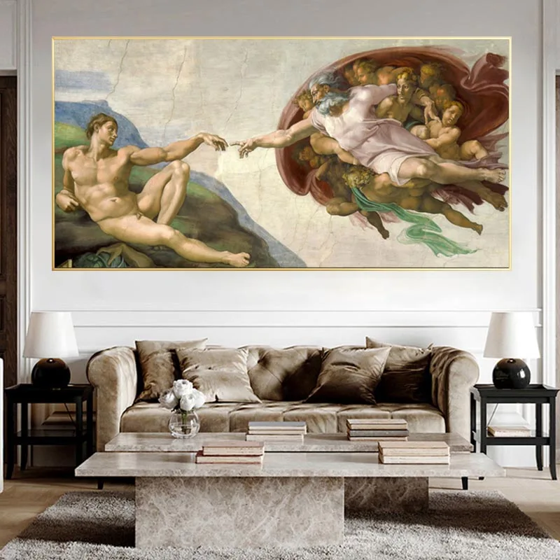 

The Creation Of Adam By Michelangelo Canvas Paintings On the Wall Art Posters And Prints Famous Art Pictures For Living Room