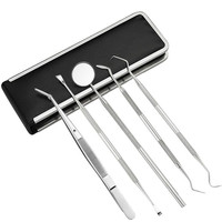 6PCS Stainless Steel Dental Tools Kit Teeth Tartar Scraper Mouth Mirror Dentists Pick Tool Teeth Scaler Probe With Storage Cases