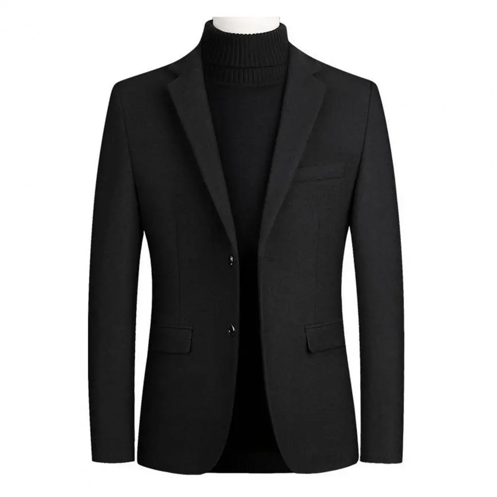 

High Quality Men's Two Buttons Lapel Suit Coat Wool Blends Casual Blazers Men Solid Business Casual Mens Coats and Jackets 2021