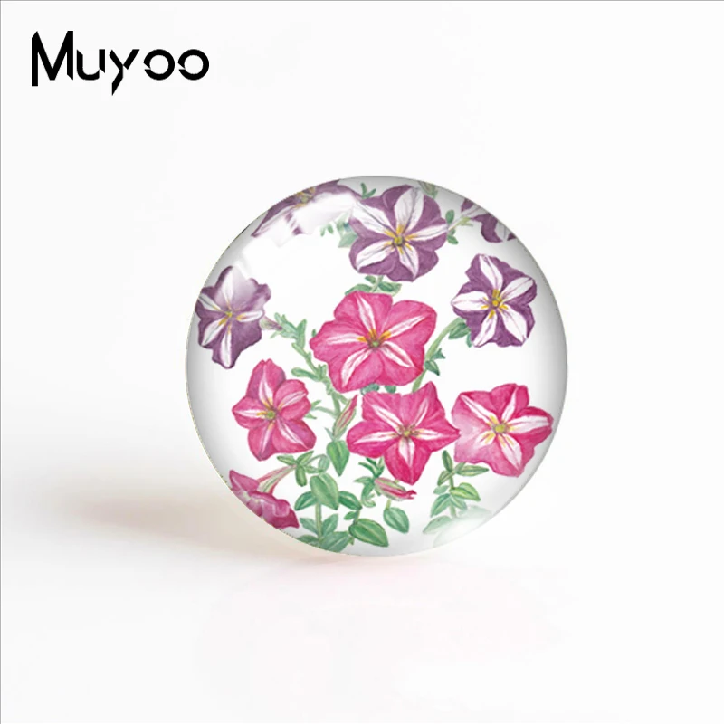 2020 New Petunia Flores Glass Dome Cabochon Petunias Floral Abstract Painting Round Photo Jewelry DIY Handmade