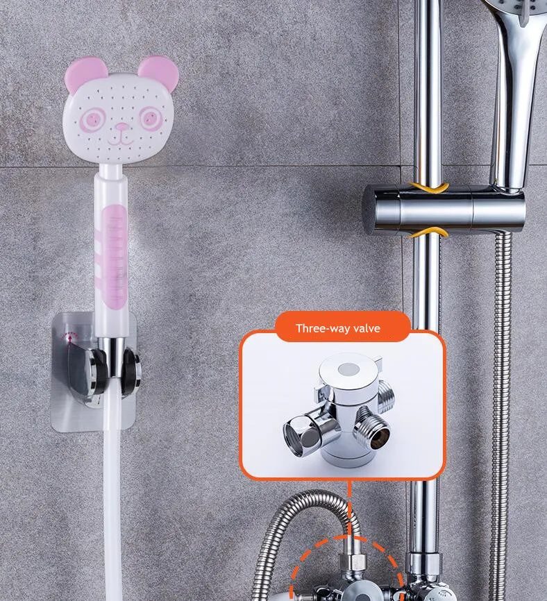 

Cute Cartoon Panda Shower Children hand-held Shower Nozzle Set Toilet Booster Bathroom Booster Showerhead 2 Colors