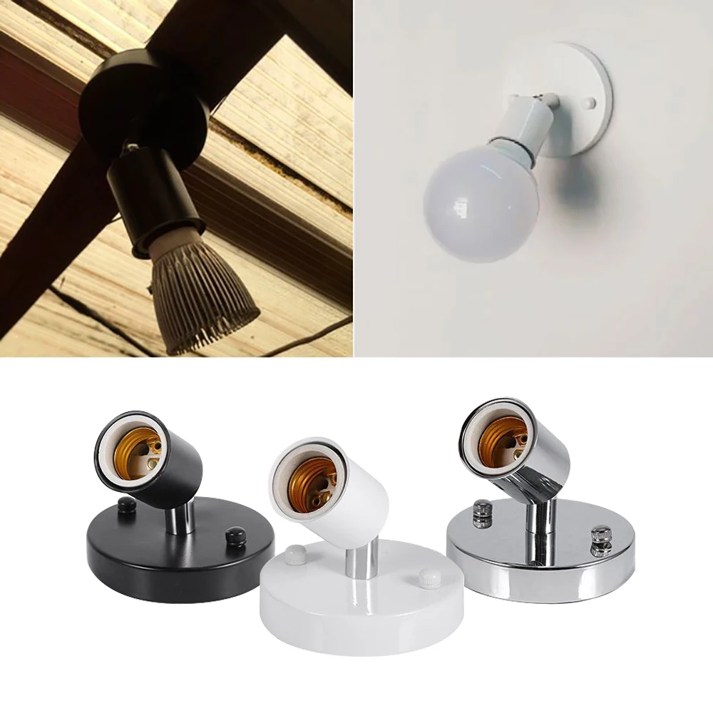 Lamp Base E27 Light Socket 180 Degrees Antique Metal Lamp Socket Holder Edison Screw Bulb Lamp Base Simple Iron Dining Room