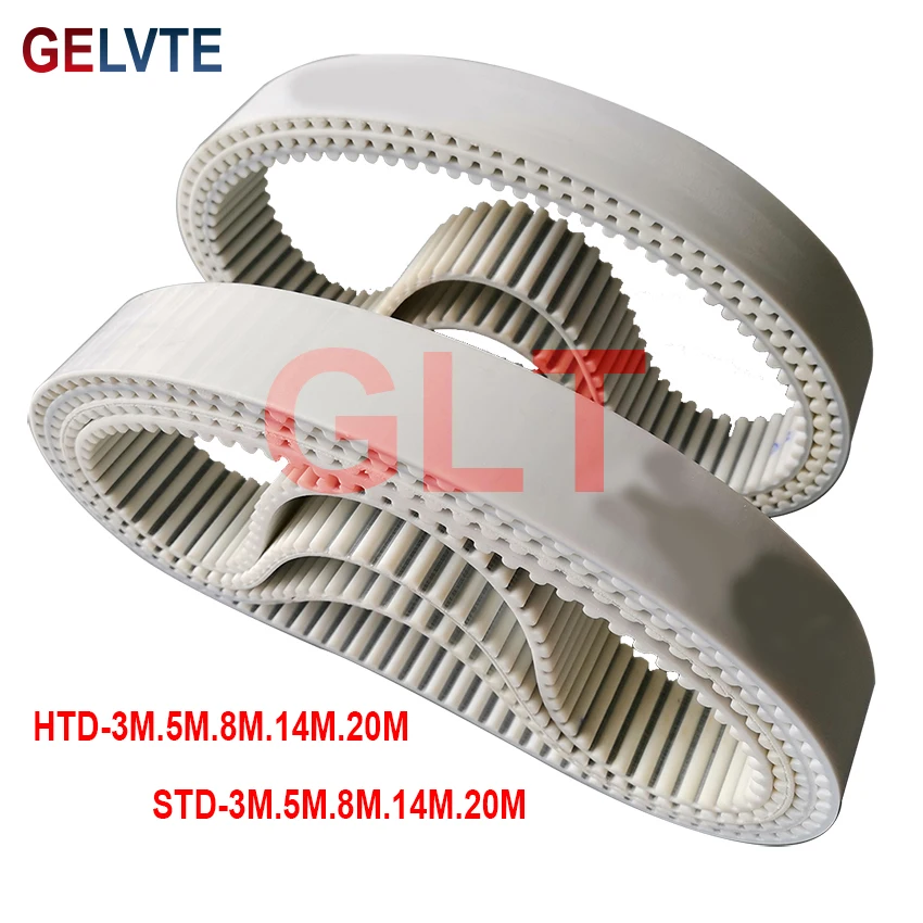 PU Timing-Belt HTD - 8M White PU Synchronous Belt With Steel Wire Ring Seamless Tubing