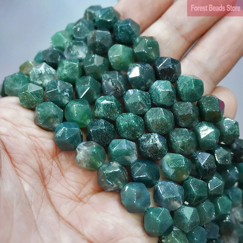 6 8 10MM Faceted Moss Grass Agates Natural Stone Spacers Loose Beads for Jewelry Making DIY Bracelet Necklace Charms15