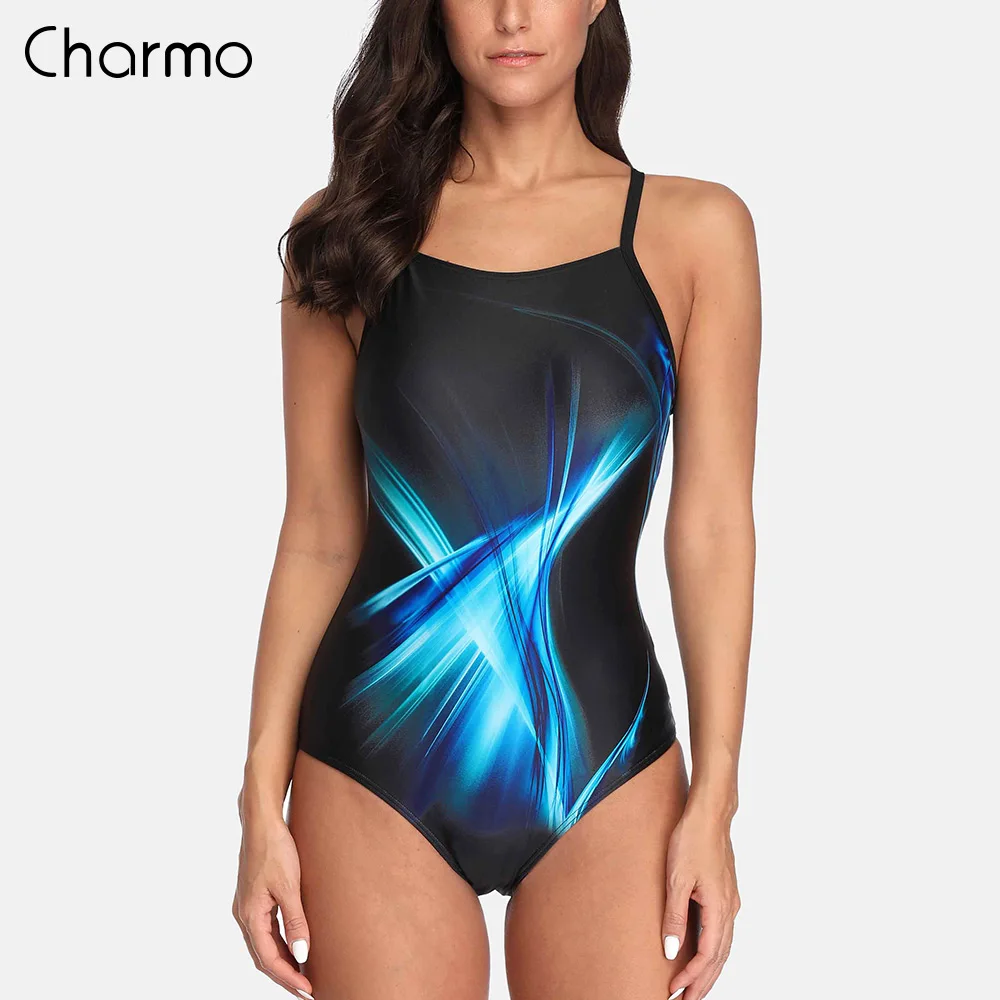 Charmo Women jednoczęściowy sportowy strój kąpielowy sportowe stroje kąpielowe sportowiec Bikini Backless Beach Wear kostiumy kąpielowe