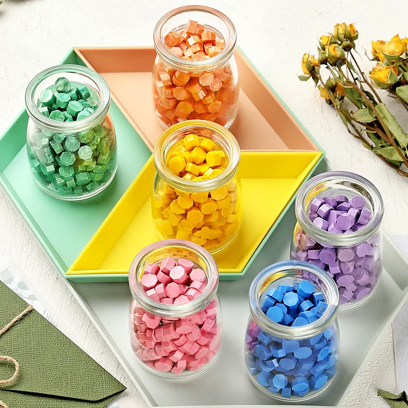 160pcs seal wax colorful wax in clear glass bottle wedding birthday invitation seal wax particles DIY Wax seal