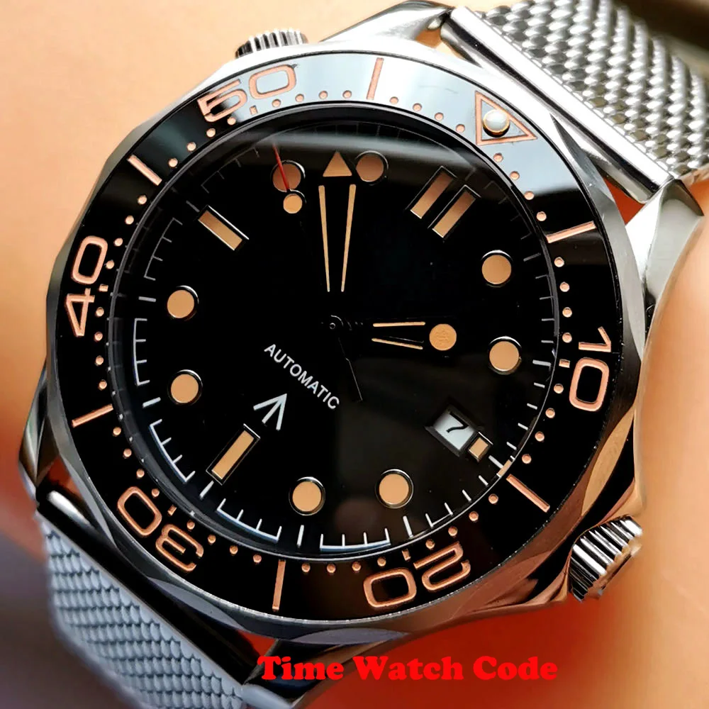 NH35A Miyota8215 PT5000 41 mm Automatic Mechanical Mens Watch Date Black/Blue Sapphire Glass Luminous Mesh Band Bliger