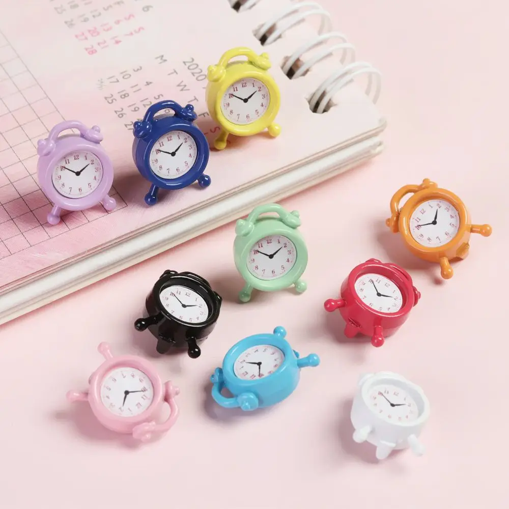 1 Pcs 1:12 Scale Mini Metal Alarm Clock Doll House Decoration Dollhouse Miniature Toy Doll Kitchen Living Room Accessories